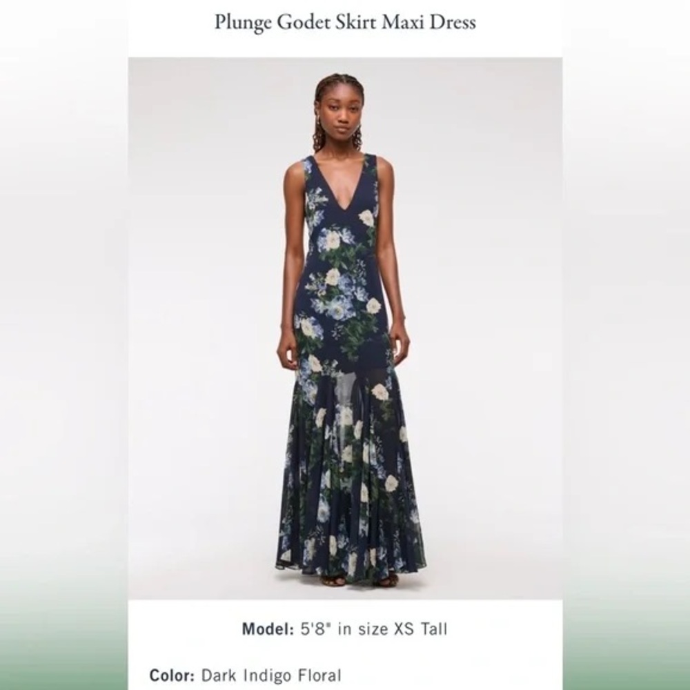 Abercrombie & Fitch Navy Floral Plunge Maxi Dress